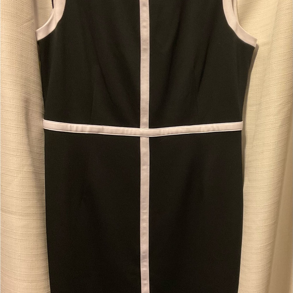 Calvin Klein Black and White Sleeveless Sheath Dress